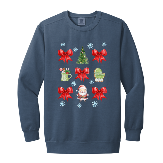 Christmas Bow | Garment-Dyed Adult Crewneck Sweatshirt