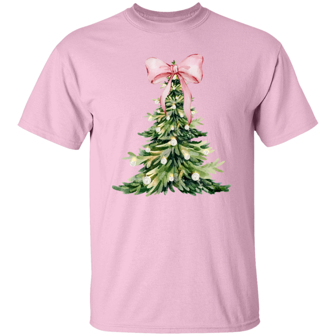 Christmas Tree Pink Bow  | Unisex T-Shirt T-Shirt