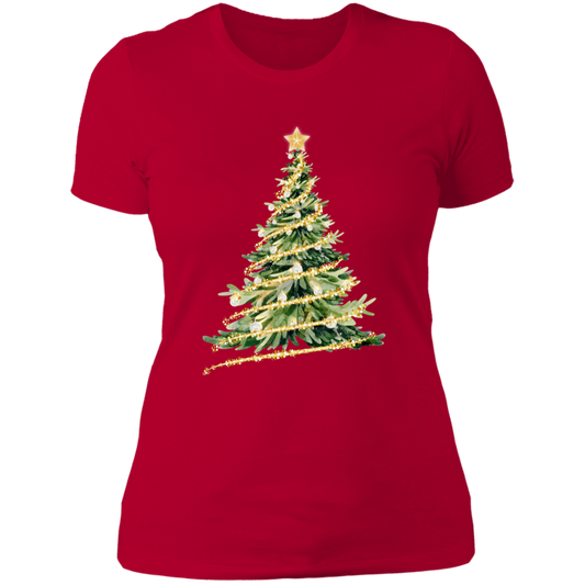 Christmas Tree Gold Magic Ladies T-Shirt