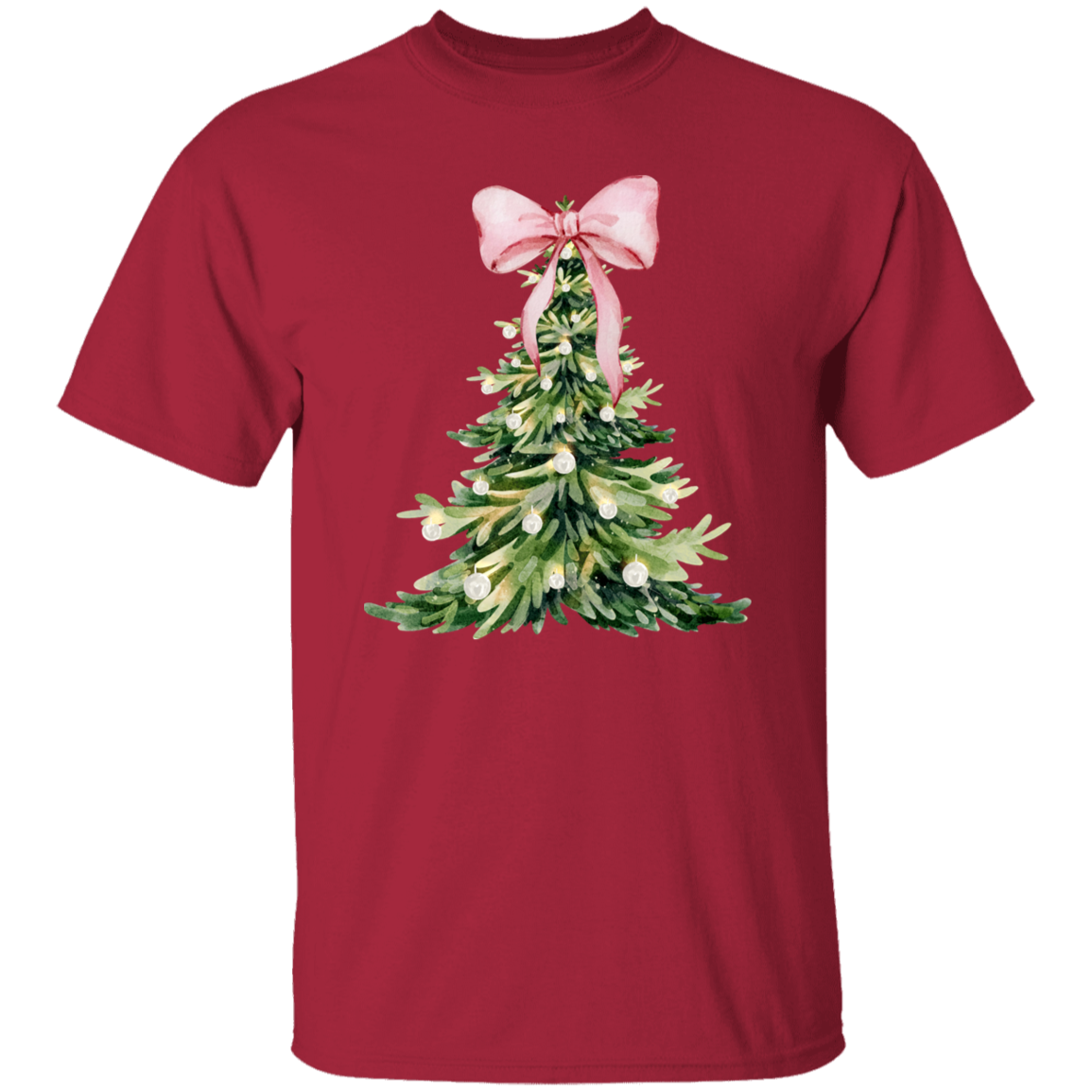 Christmas Tree Pink Bow  | Unisex T-Shirt T-Shirt