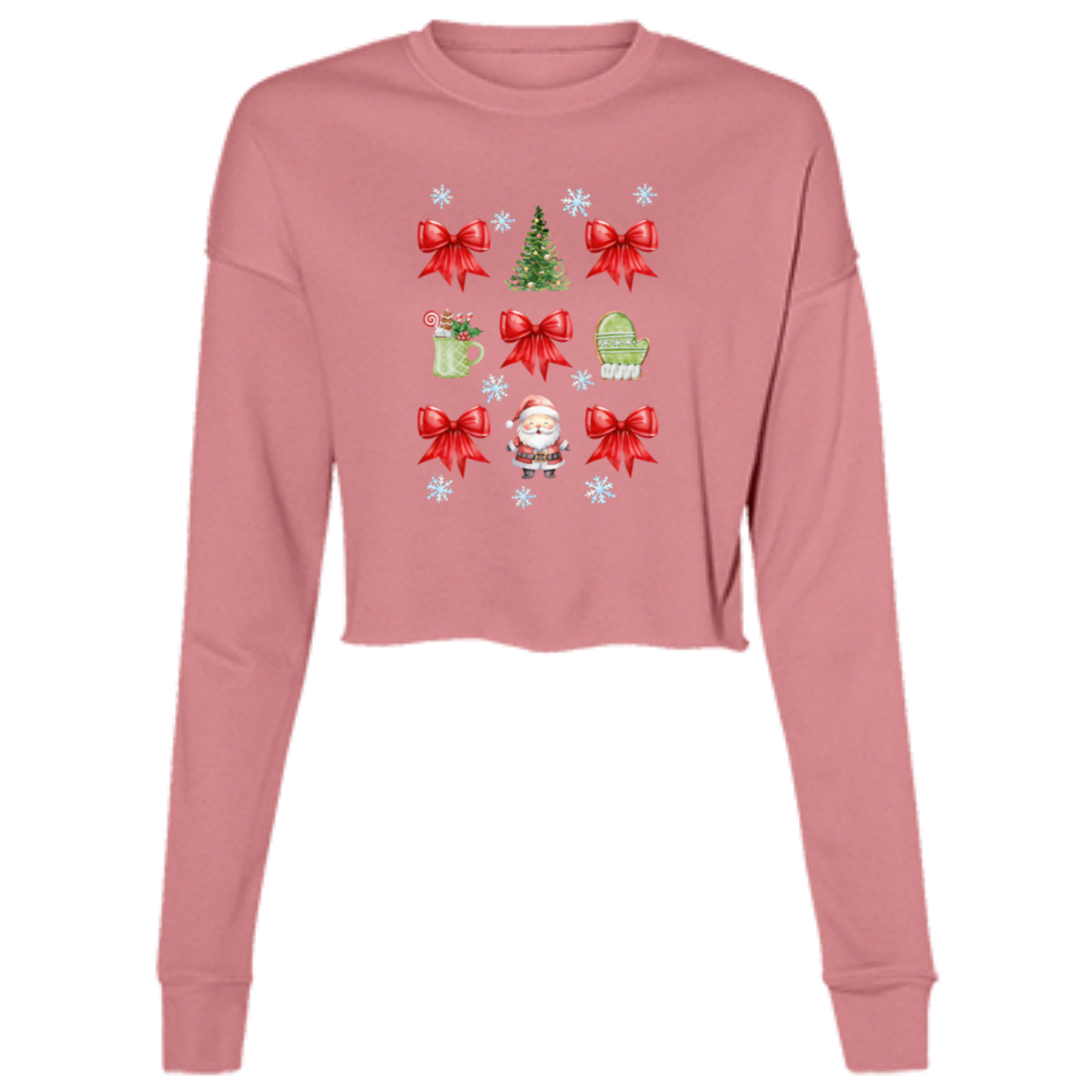 Christmas Bows | Ladies' Cropped Fleece Crew