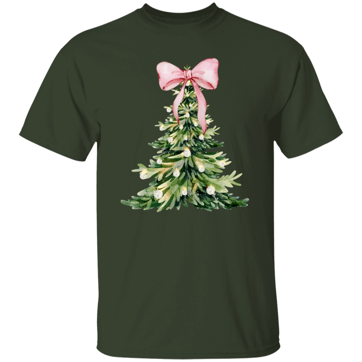 Christmas Tree Pink Bow  | Unisex T-Shirt T-Shirt