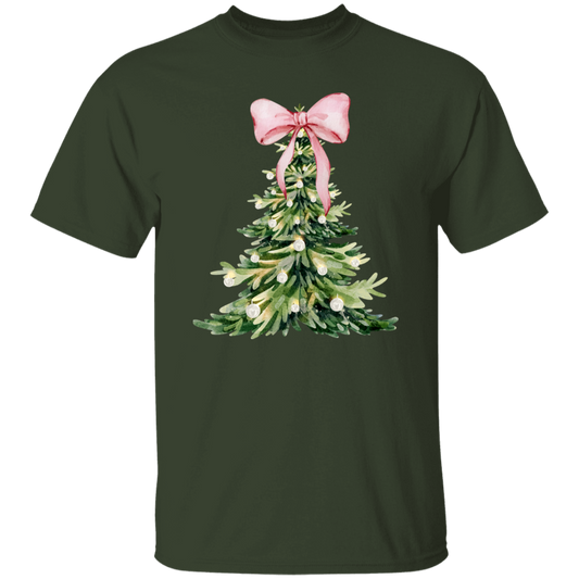 Christmas Tree Pink Bow  | Unisex T-Shirt T-Shirt