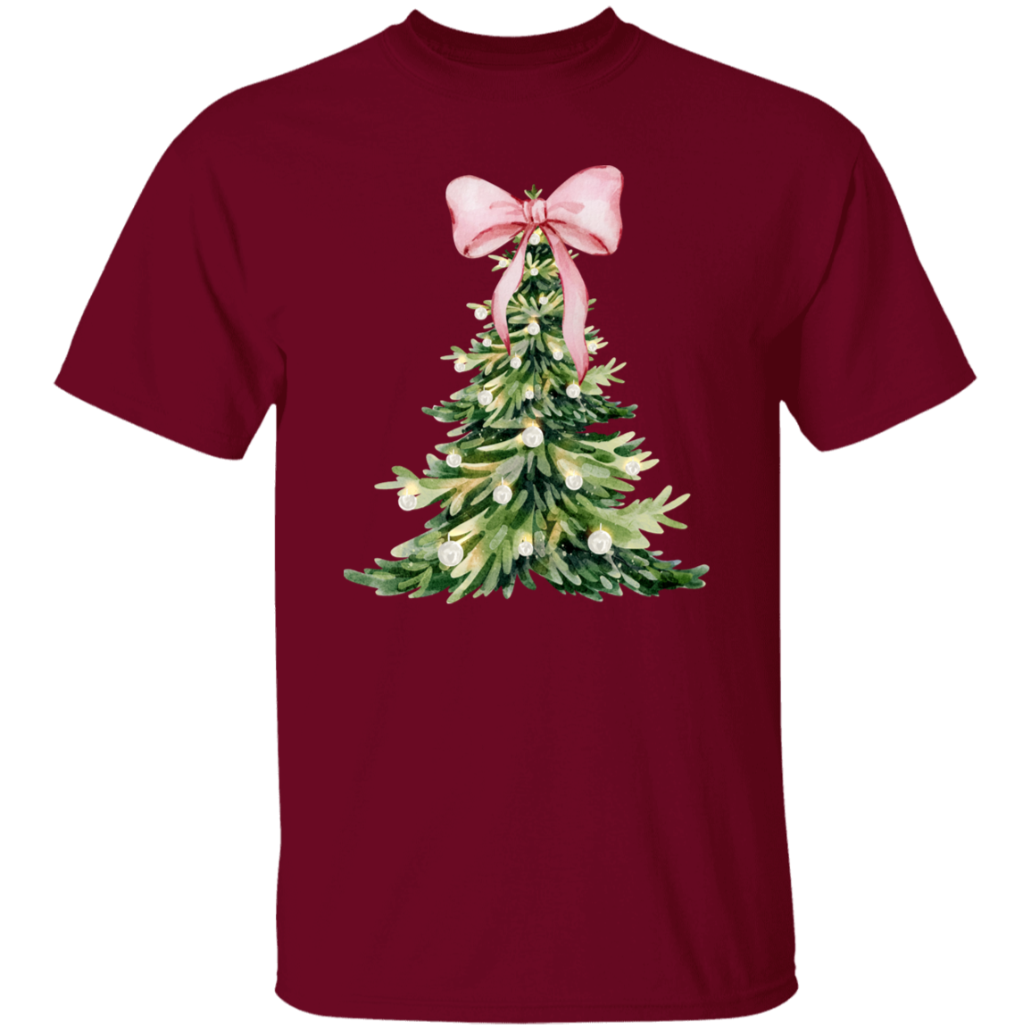 Christmas Tree Pink Bow  | Unisex T-Shirt T-Shirt