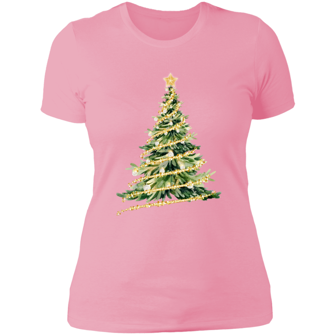 Christmas Tree Gold Magic Ladies T-Shirt