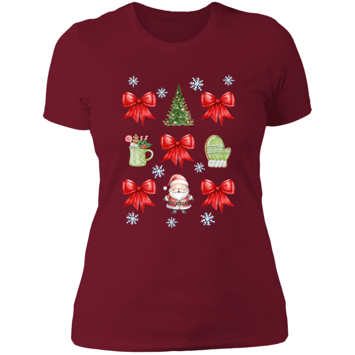 Christmas Bows Ladies T-Shirt