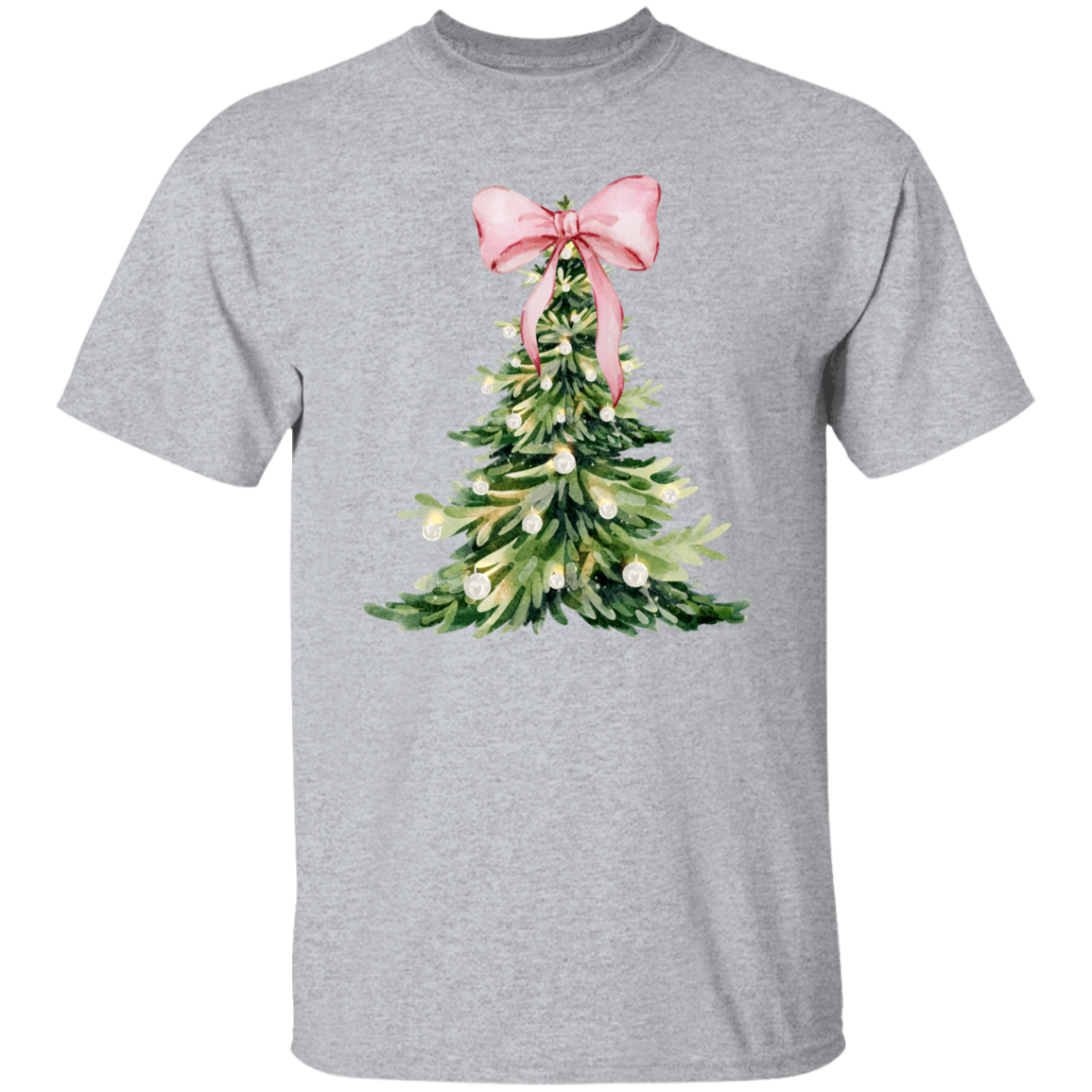 Christmas Tree Pink Bow  | Unisex T-Shirt T-Shirt