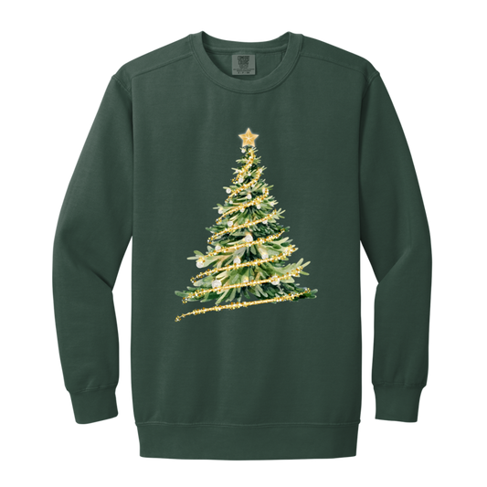 Christmas Tree Gold Magic | Garment-Dyed Adult Crewneck Sweatshirt